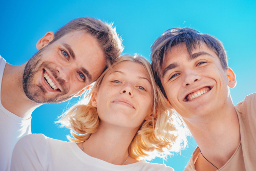 Group,Of,People,Smiling,And,Huddle,Together.,Friendship,Relations.,Handsome
